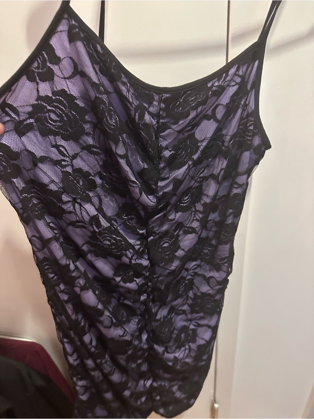 SHEIN Purple and Black Floral Lace Mini Dress